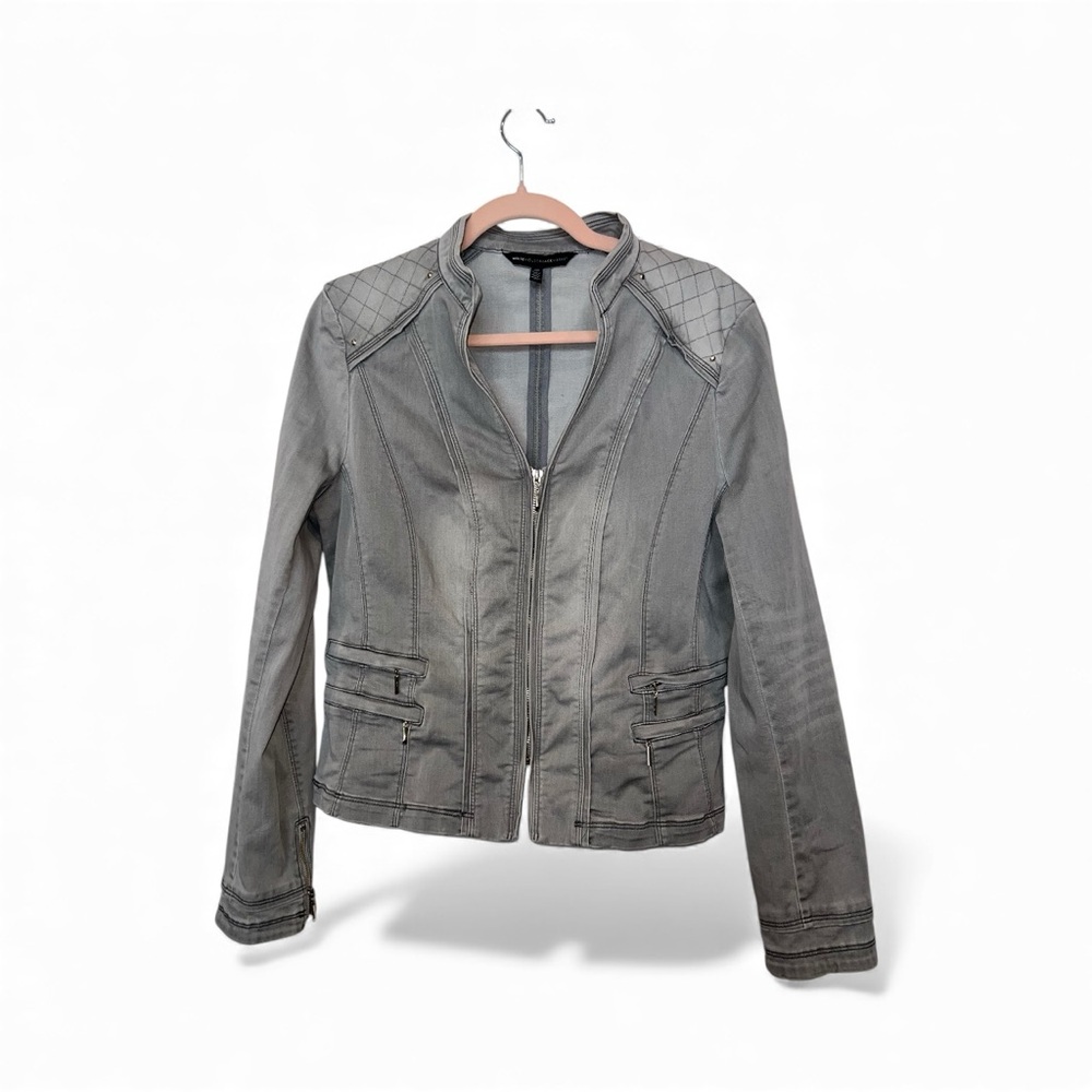 White House Black Market Moto Jacket – Size 10 – Gray – EUC